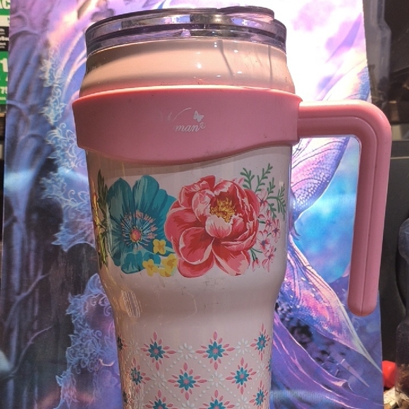Floral Travel Mug with Pink Lid - Picture 1 of 1